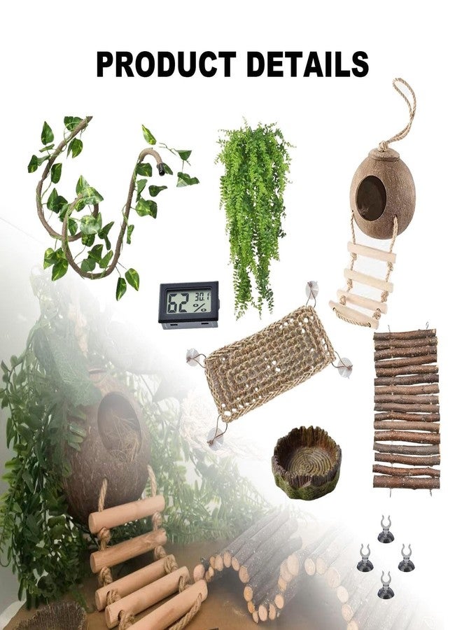TEICCI Bearded Dragon Tank Accessories Set,10-Piece Kit Leopard Gecko Tank Accessories with Bearded Dragon Hammock, Large Reptile Bridge Hammock,Decor Suitable for Lizards, Geckos, and Chameleons - Image 4